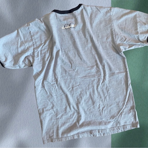 💥SOLD💥Vtg Ringer T Shirt Whiskey Canadian Club Bar Drink Heathered Blue Dad - Picture 6 of 7